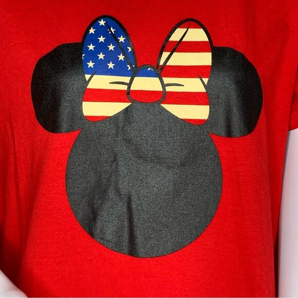 Disney Minnie Mouse Head Graphic T-shirt Short Sleeve Crewneck Red Size S - Picture 3 of 7